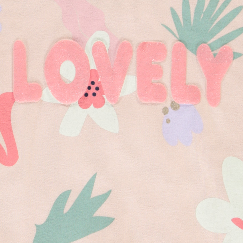 Sudadera de felpa estampada con impresión puff brillante para niña 