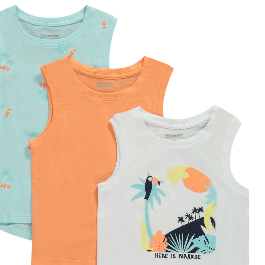 Pack de 5 débardeurs fantásticos con motivos exóticos para niño 
