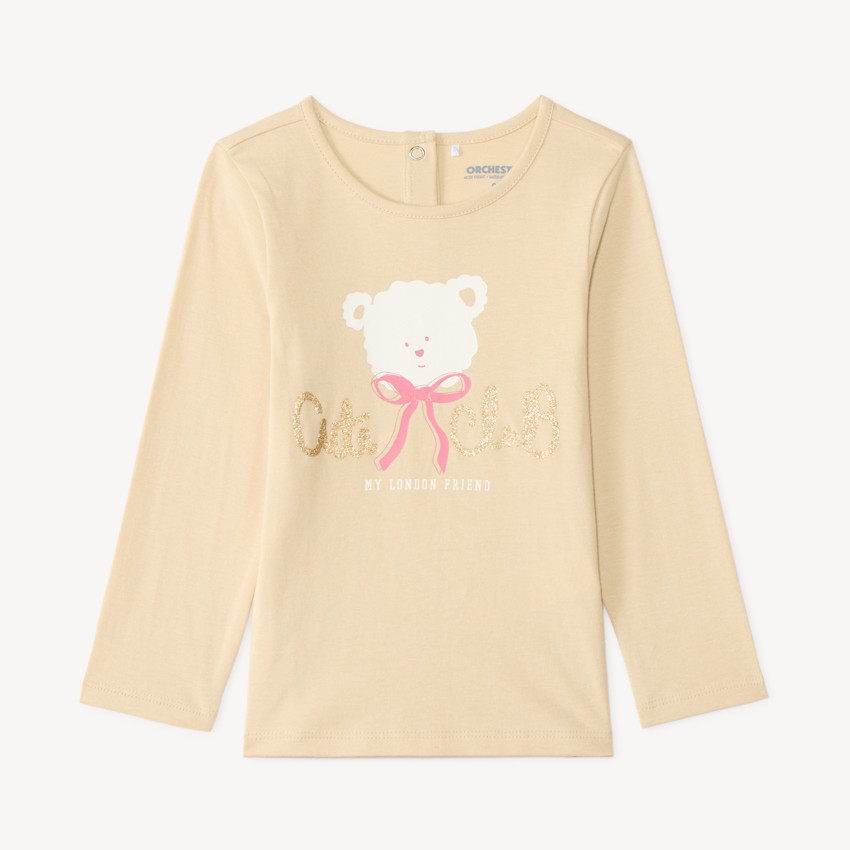 Camiseta de manga larga para bebé niña con estampado brillante y divertido. 