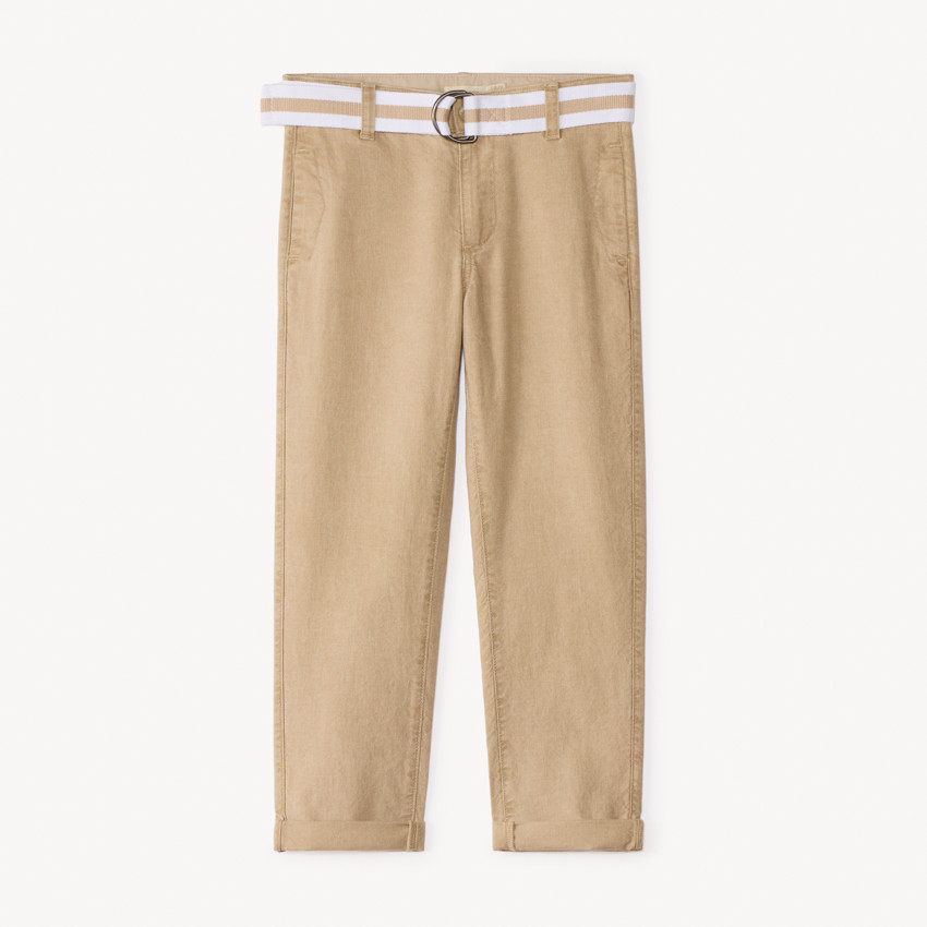 Pantalón recto de tela con cinturón para niño 