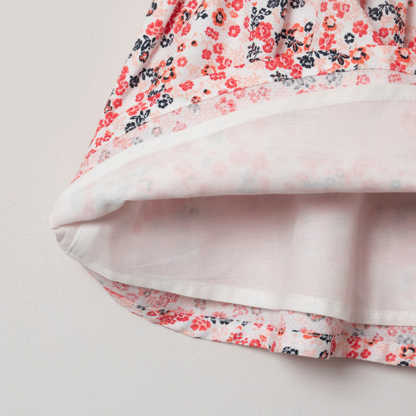 Robe manches courtes effet 2 en 1 à col Claudine et imprimé floral 