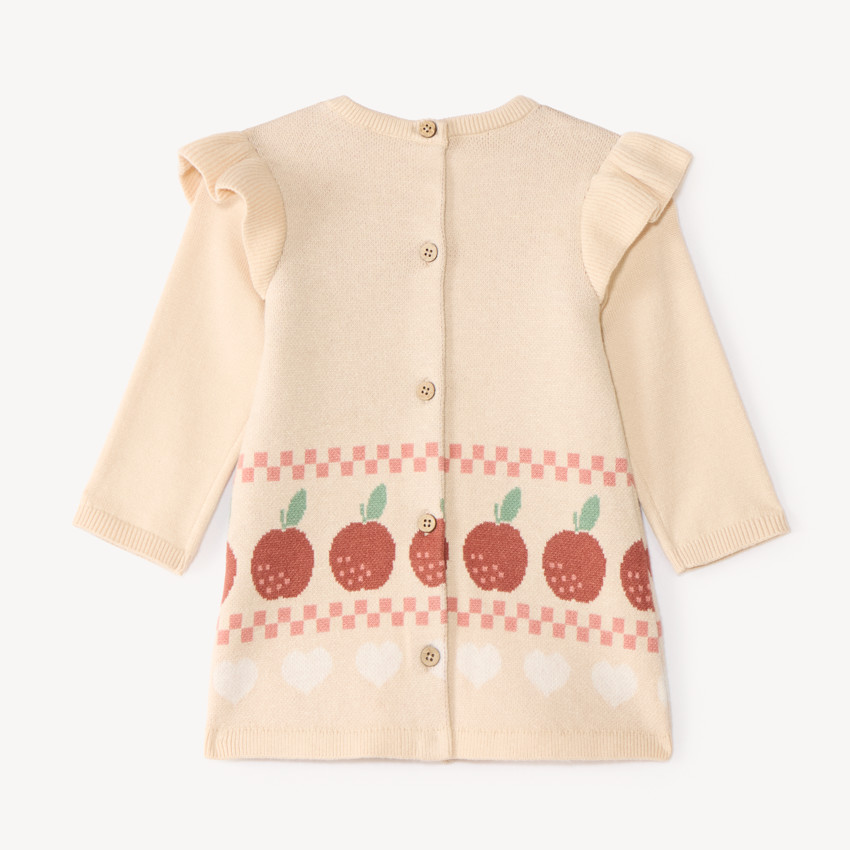 Ropa de bebé niña de punto con motivo de manzana y corazones 
