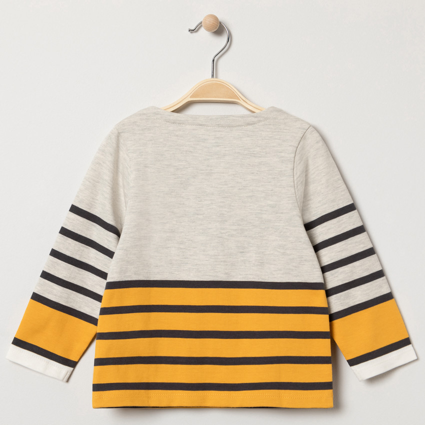 Marinera motivo oso bordado con rayas contrastadas   