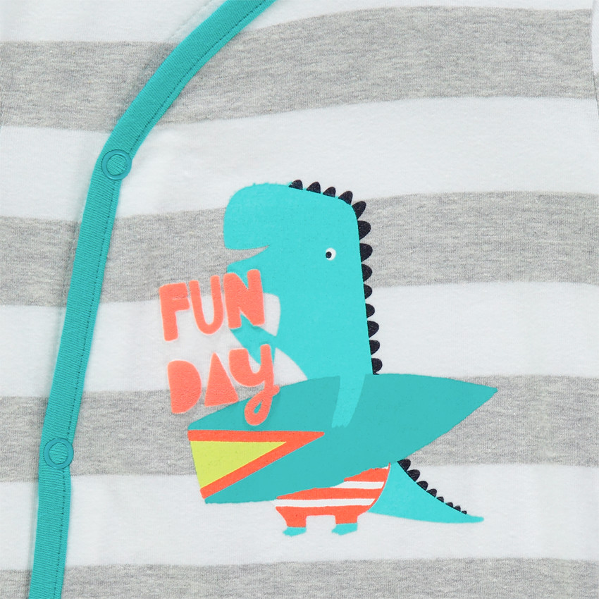 Dors-bien en jersey rayé print dinosaure surfeur   Additional Dors-bien en jersey rayé print dinosaure surfeur