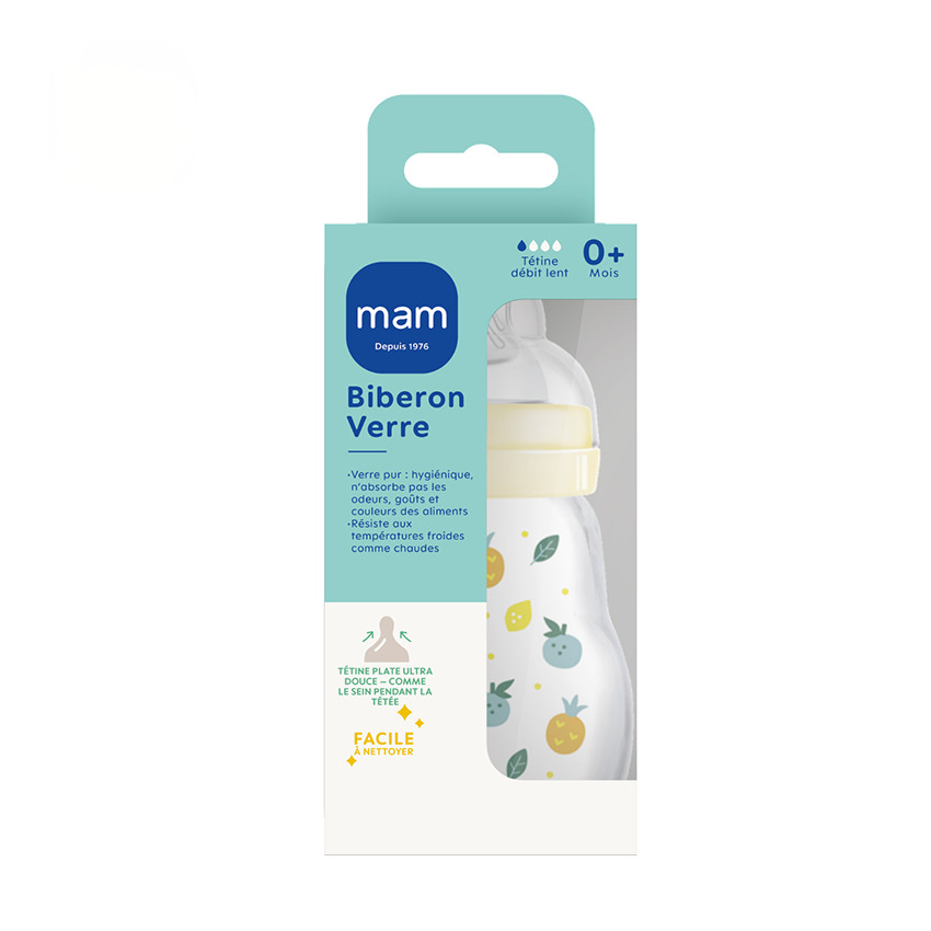 Biberón de vidrio 170ml flujo 1 0-6 meses blanco (modelo aleatorio) 