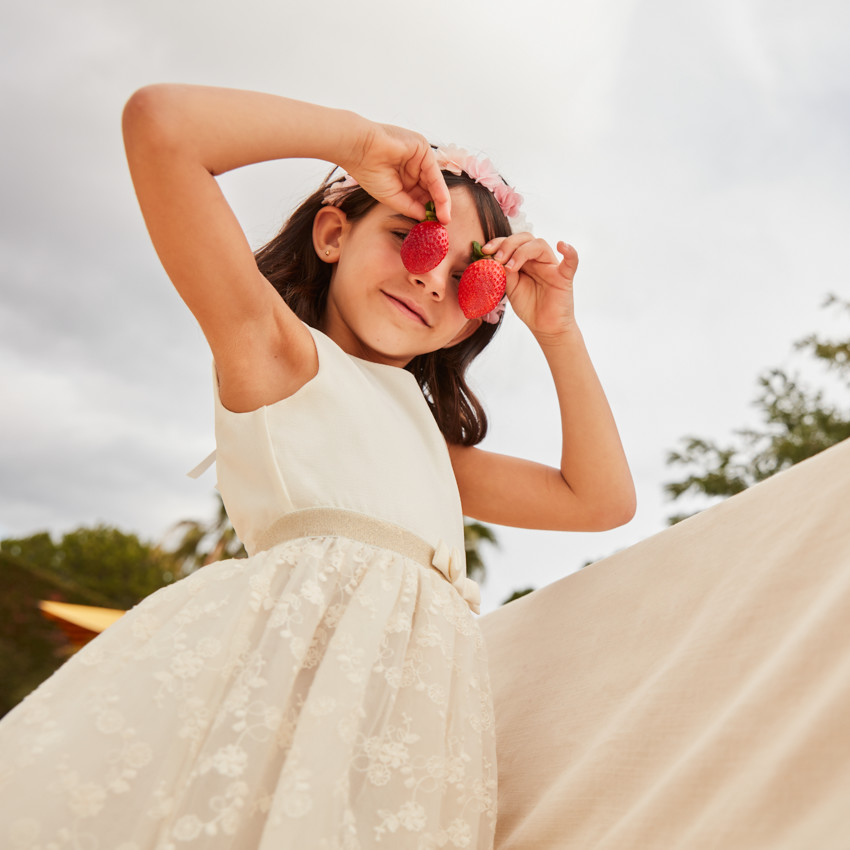 Ropa 2 en 1 con espalda descubierta en forma de corazón para niña 