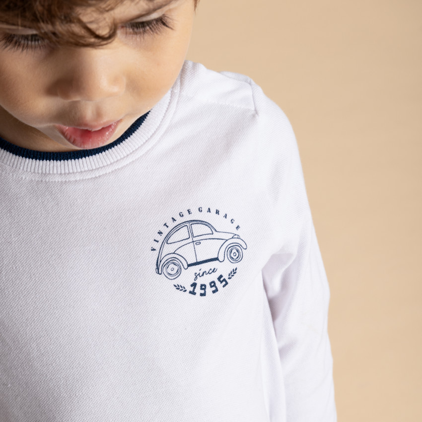 Camiseta de manga larga estampada de coche para bebé niño 