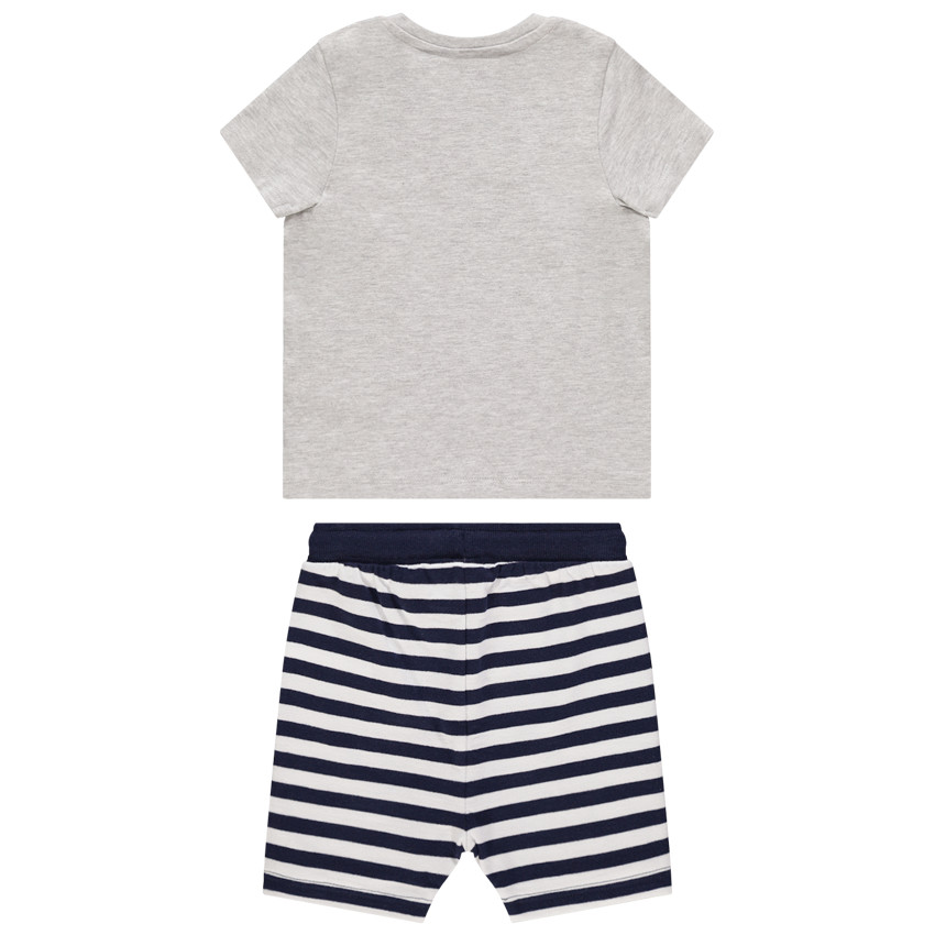Conjunto camiseta manga corta SmileyWorld y short a rayas 