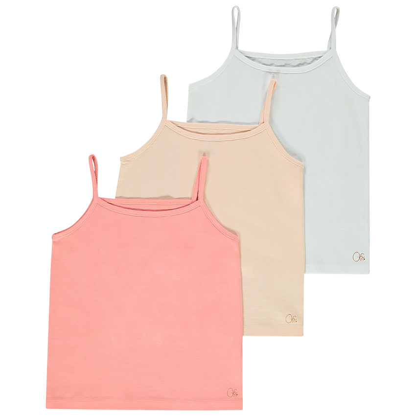 Pack de 3 camisetas sin mangas lisas para niña 