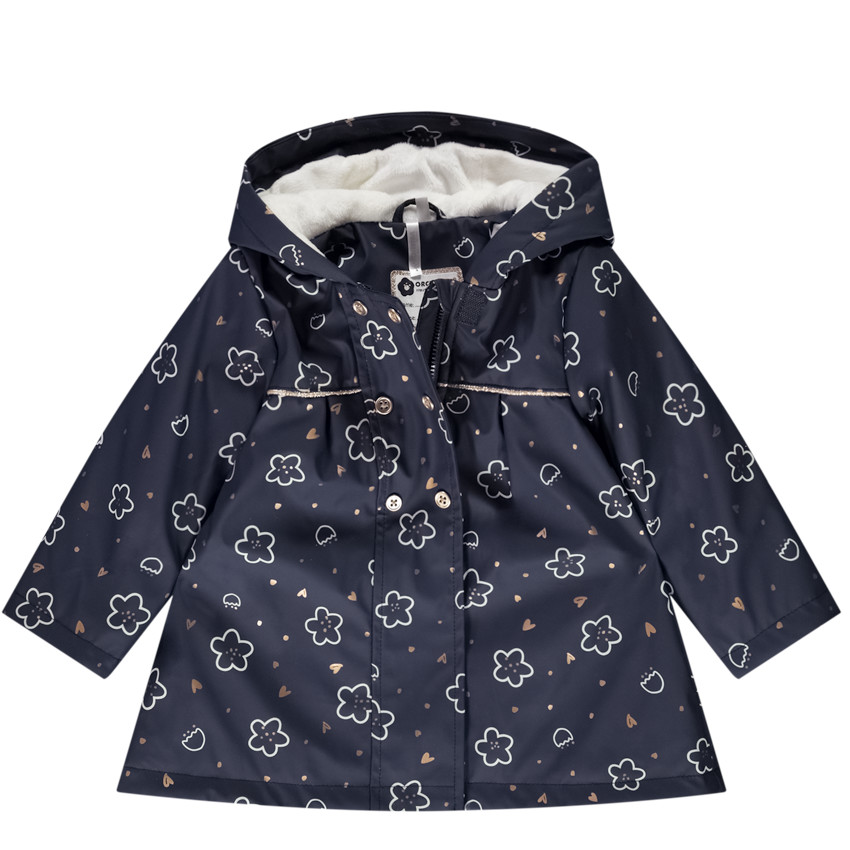 Parka de goma con capucha y estampado fantasía para bebé niña 