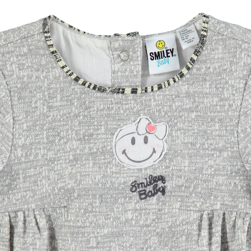 Vestido de manga larga de punto de fantasía con Smiley estampado 