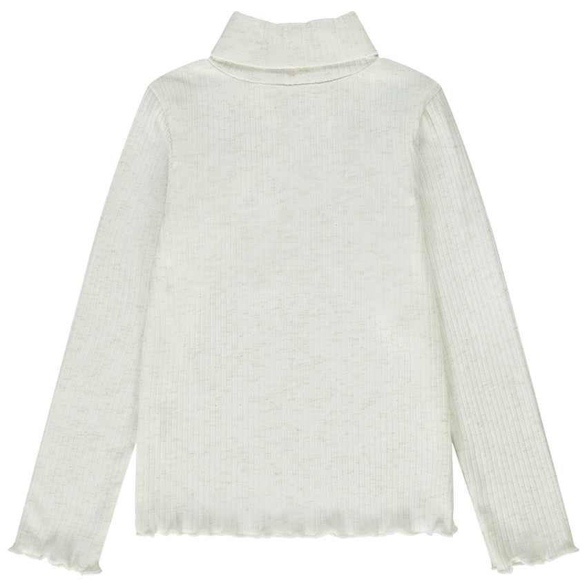 Sous-pull col roulé effet côtelé et patch brodé pour fille 