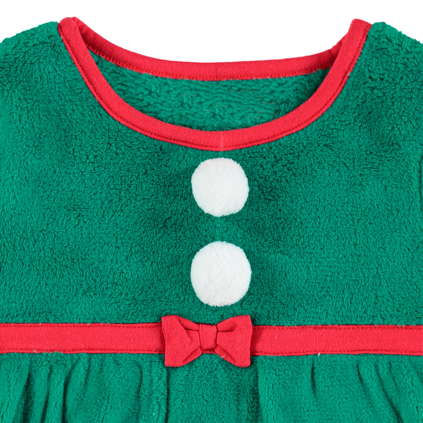 Pijama de duende de navidad de polar con estilo de disfraz con conjunto y gorro 