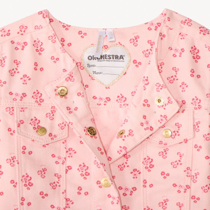 Chaqueta de mezclilla con estampado de flores para niña bebé 