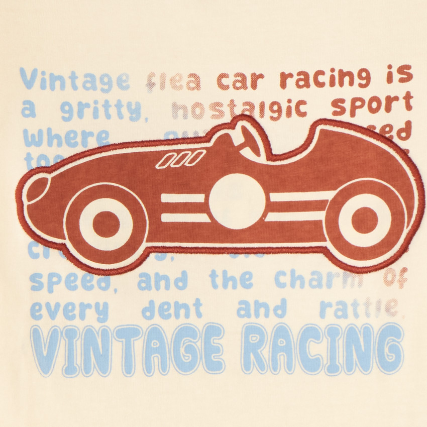 Camiseta de manga larga para bebé niño con estampado de coche de carreras. 