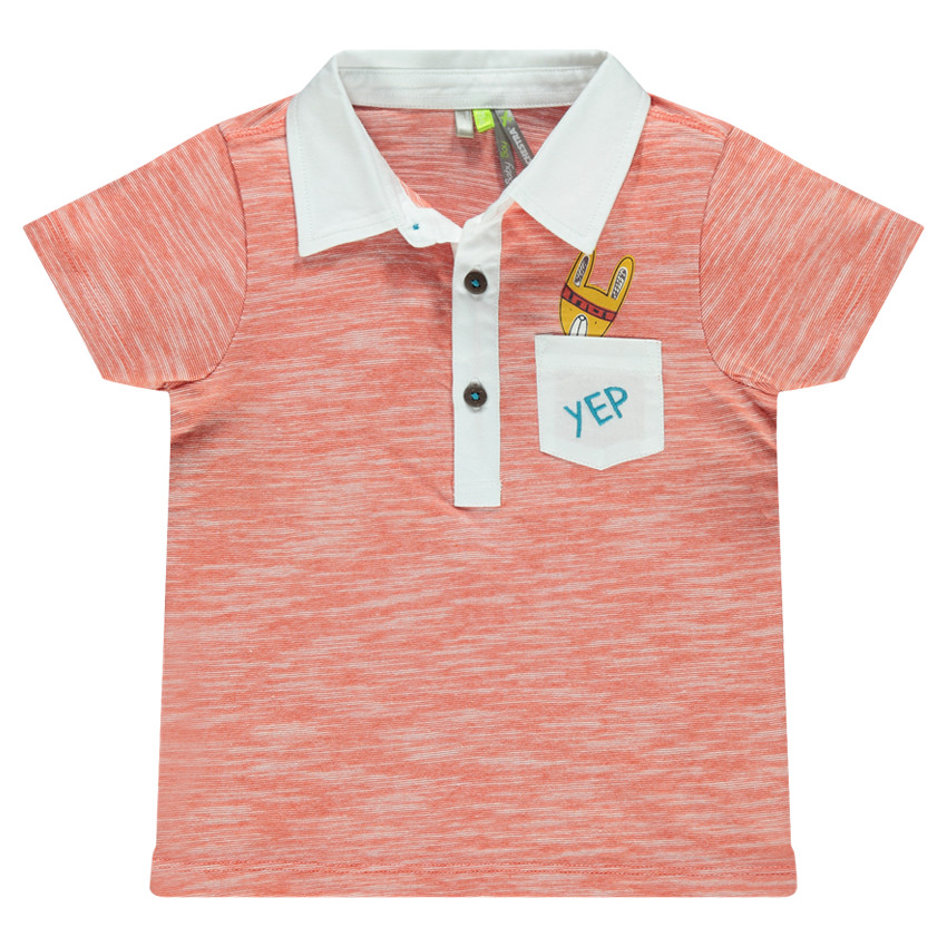 Polo manches courtes avec lapin indien printé et poche 