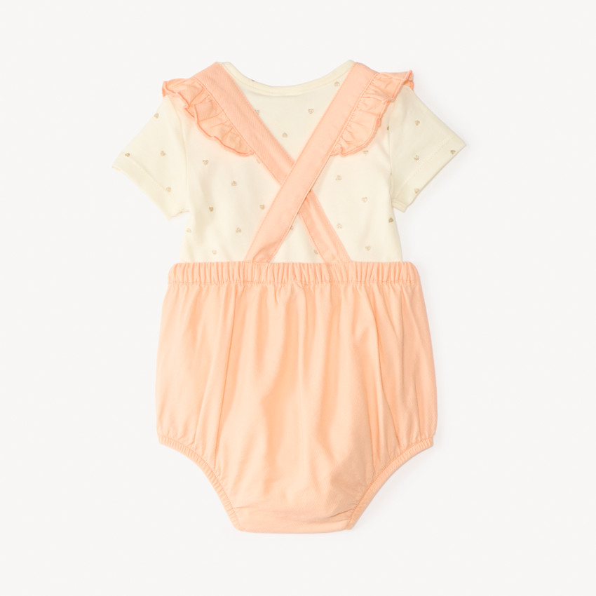 Conjunto corto de 2 piezas body + mono con corazones para bebé niña 