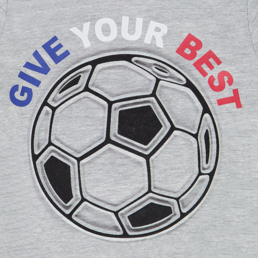 Camiseta de manga larga de punto con estampado de balón fútbol para bebé niño 