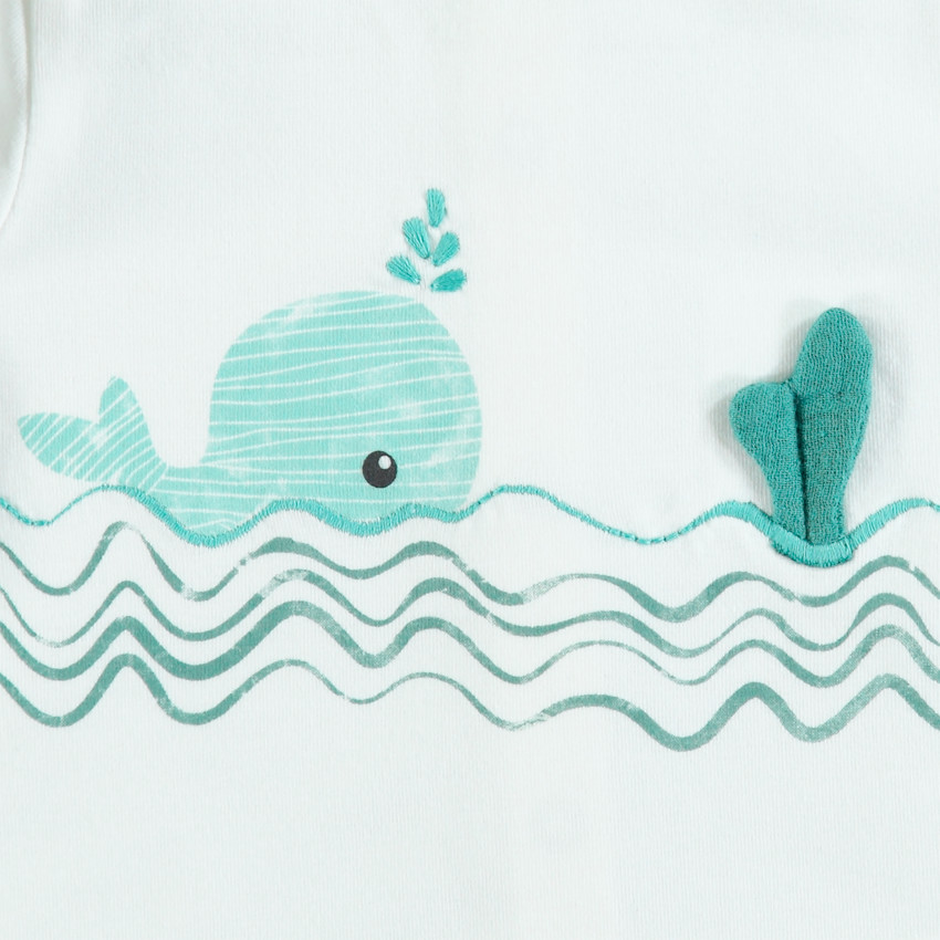 Ensemble avec t-shirt print baleine et short en gaze de coton 
