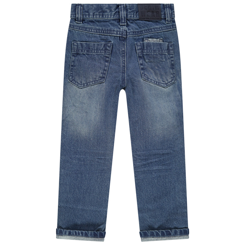 Jeans efecto desgastado y arrugado corte recto niño. 