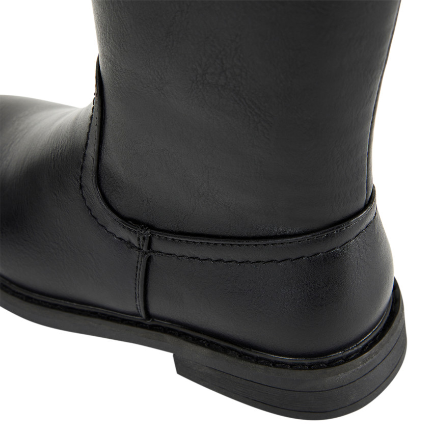 Botas cavaleras negras efecto piel para niña 