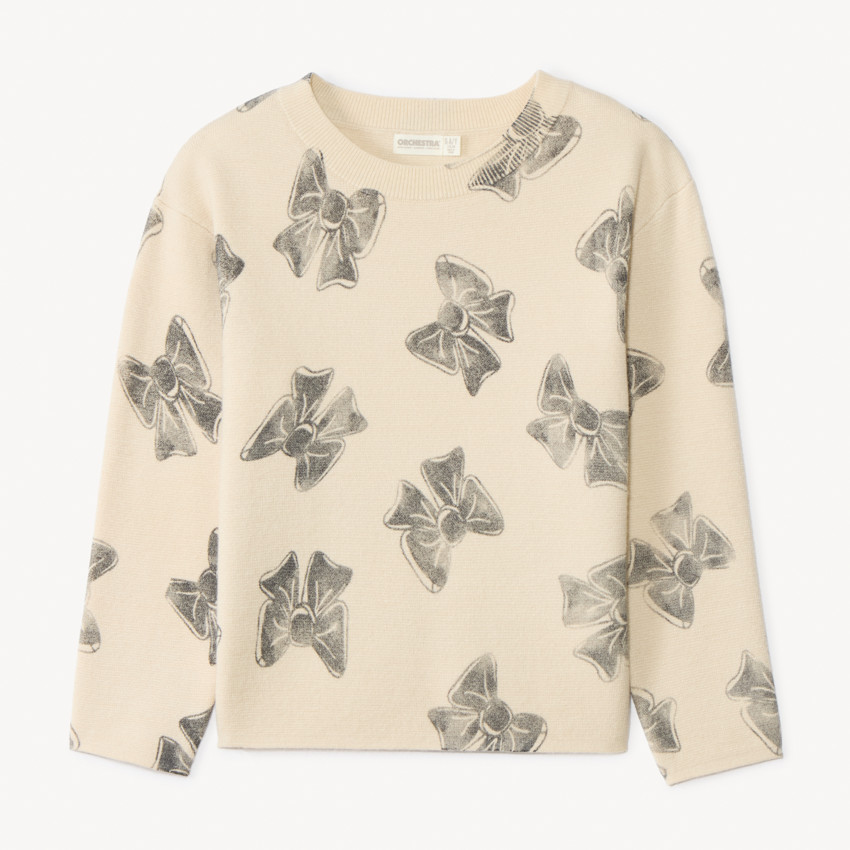 Sudadera oversize de punto milano con estampado fantasía para niña 