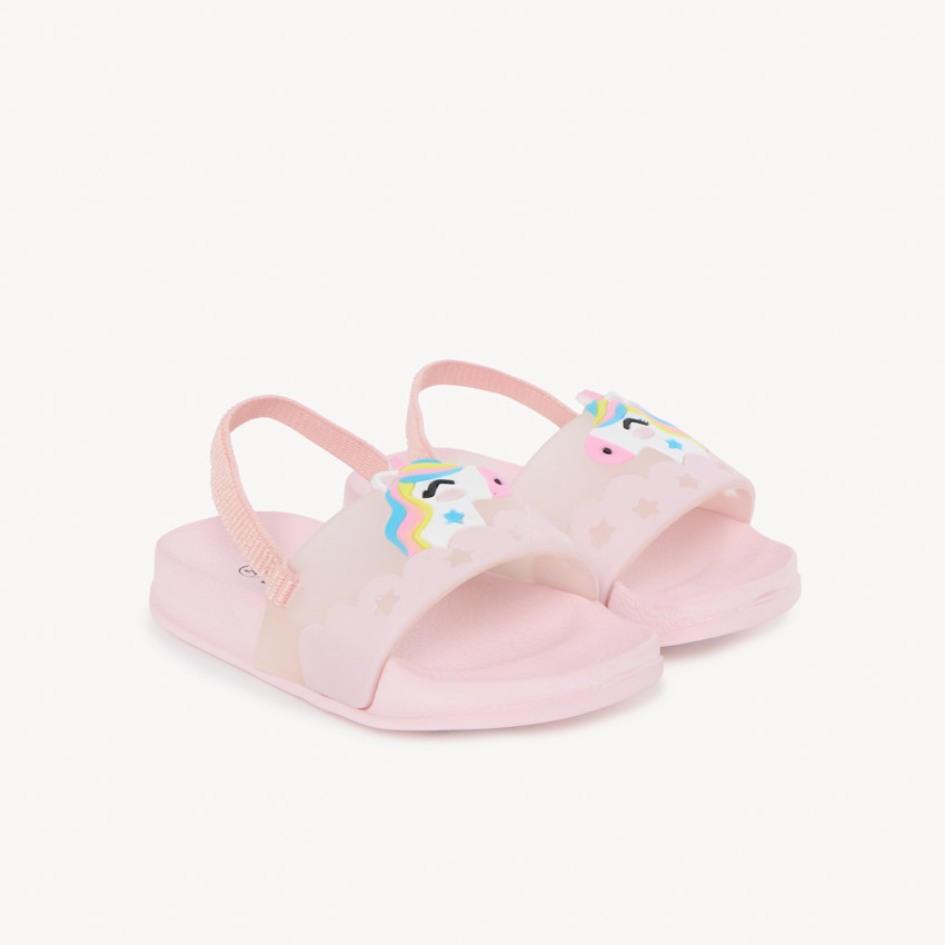 Zapatilla de unicornio en relieve para niña - con tira según la talla. 