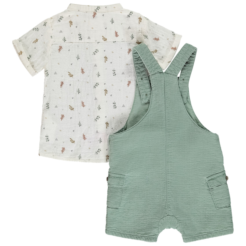 Conjunto 2 piezas con peto bordado para bebé niño 