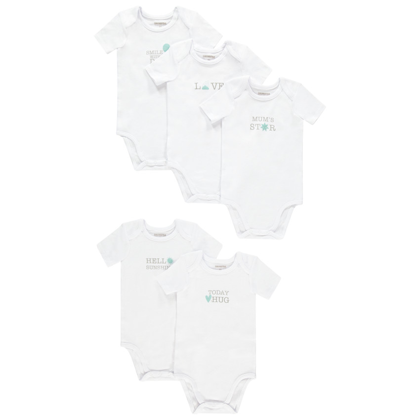 Pack de 5 bodies de manga corta con mensaje estampado  Additional Pack de 5 bodies de manga corta con mensaje estampado