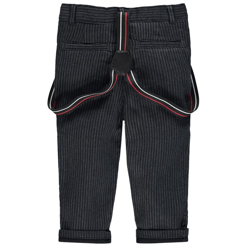 Pantalon rayé à bretelles de fête pour bébé garçon 
