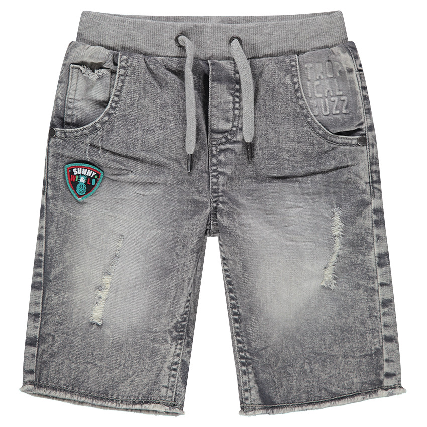 Bermudas vaqueras de efecto desgastado con parche y rotos  Additional Bermudas vaqueras de efecto desgastado con parche y rotos