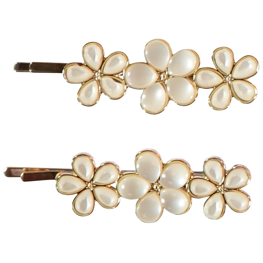 Pack de 2 horquillas de flores con efecto nacarado para niña 