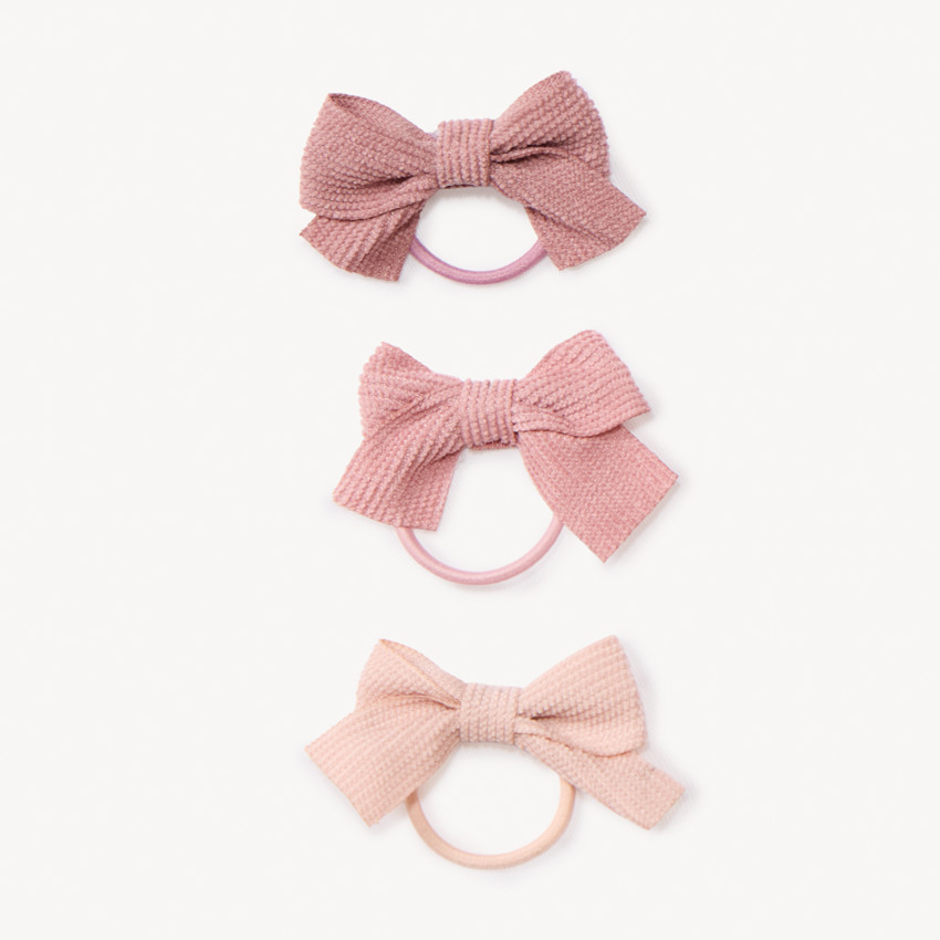 Conjunto de 3 gomas de pelo con lazo de terciopelo para niña 