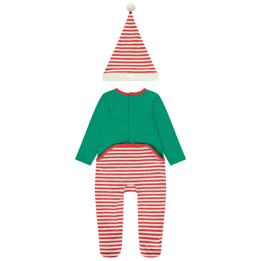 Pelele fantasía duende de Navidad con gorro para bebé 