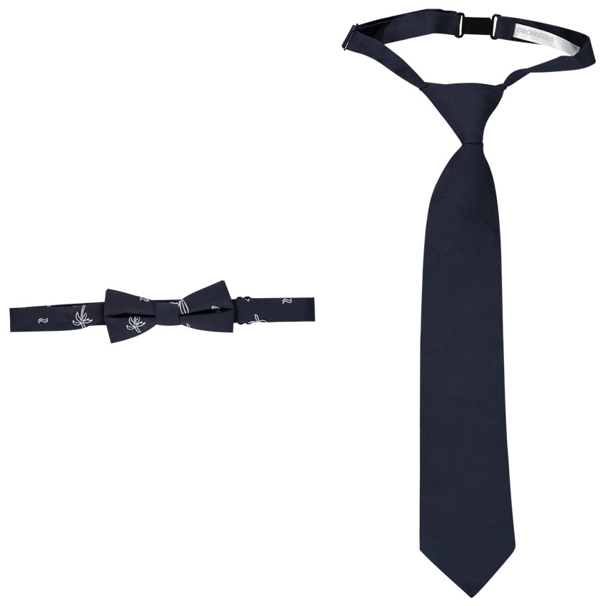 Set corbata + pajarita estampado palmeras para niño 
