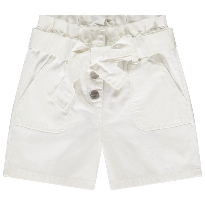 Short paperbag de twill con cinturón para anudar para niña 