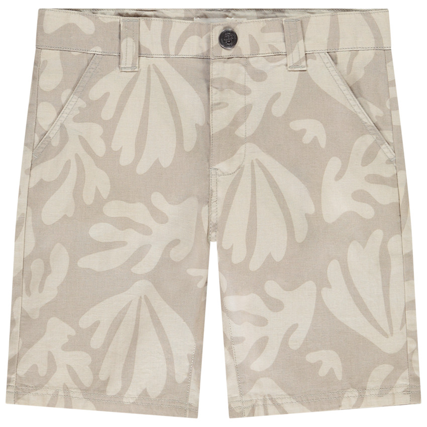 Bermuda fantasía de tela estampada de hojas para niño 