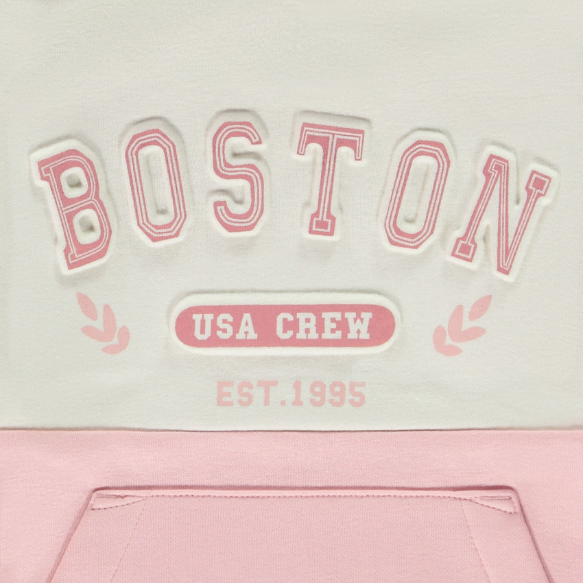 Sudadera de felpa efecto color block con capucha y bolsillo tipo canguro para niña 