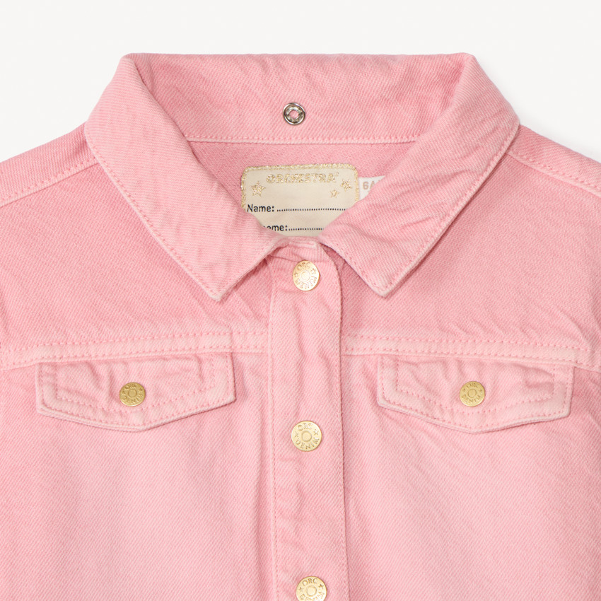 Chaqueta de mezclilla con capucha desmontable para niña. 