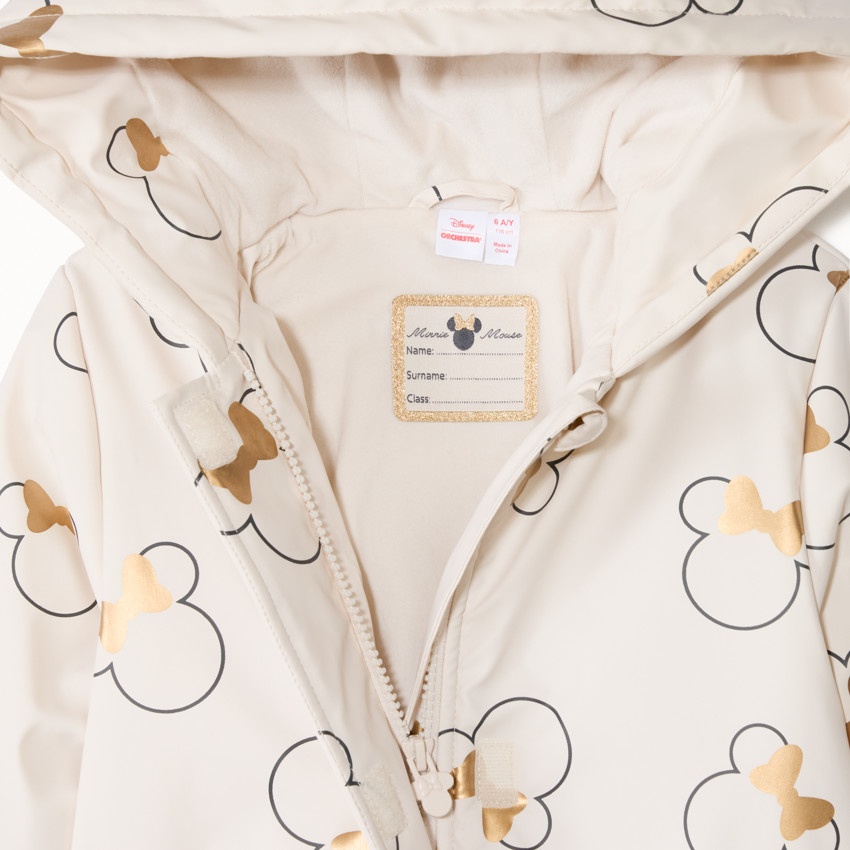 Parka de goma con estampado y orejas 3D de Minnie Disney para niña 