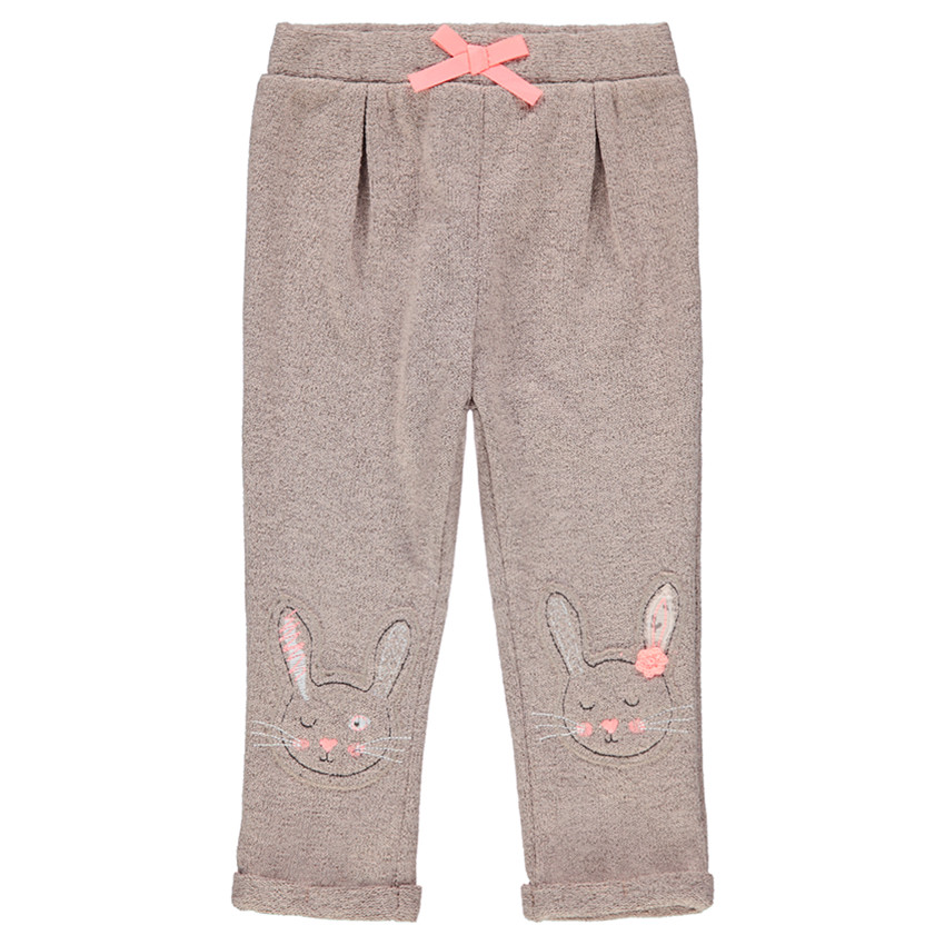Pantalón de chándal de felpa con conejos cosidos 