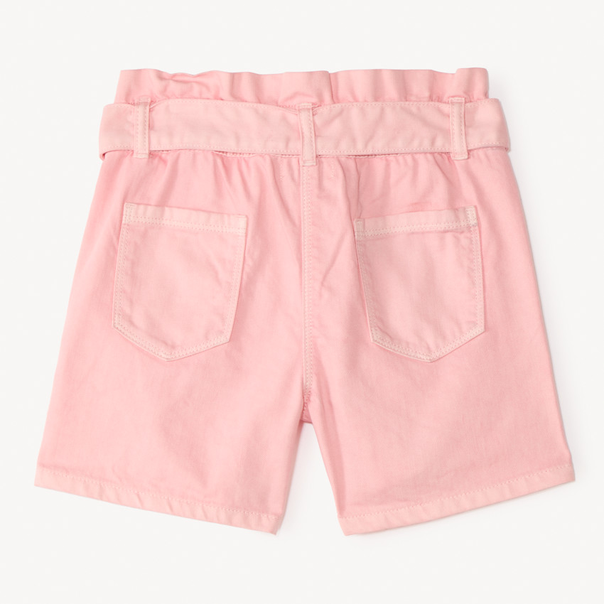 Pantalones cortos tipo paperbag de mezclilla para niña 