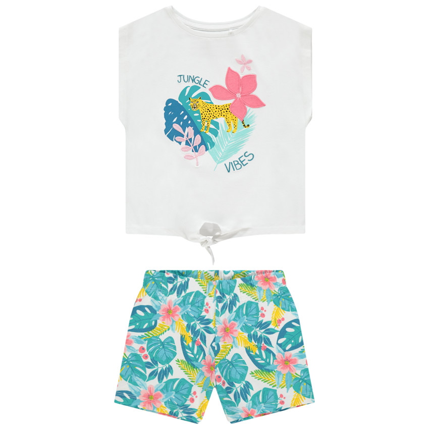Ensemble avec t-shirt à nouer et short à imprimés esprit jungle  Additional Ensemble avec t-shirt à nouer et short à imprimés esprit jungle