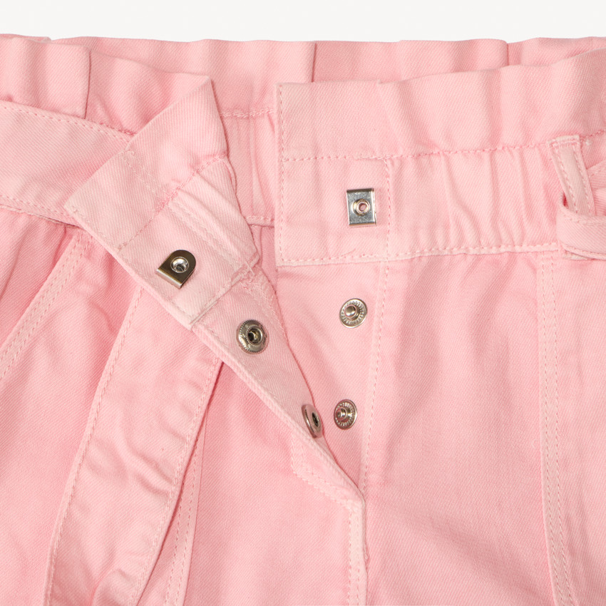 Pantalones cortos tipo paperbag de mezclilla para niña 