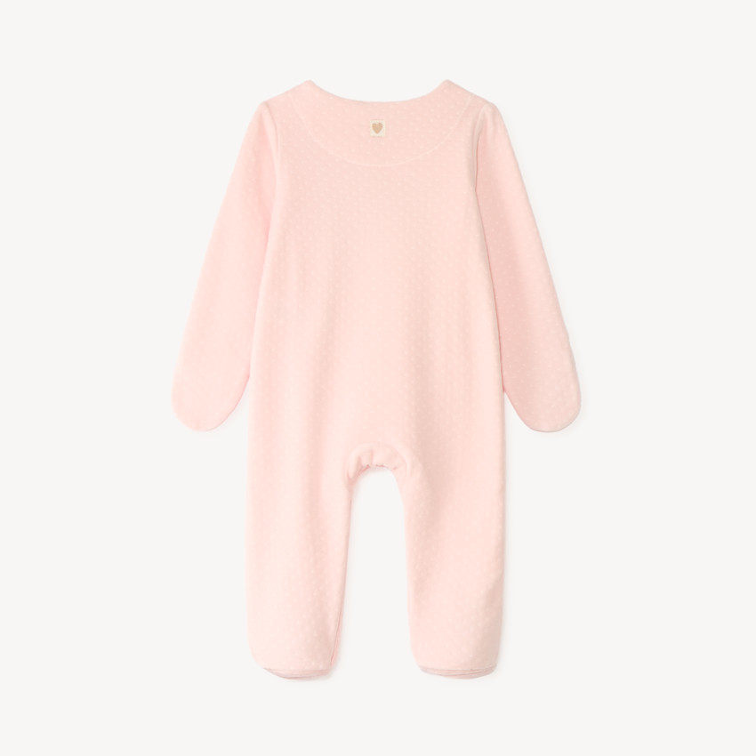 Pijama de terciopelo con bordado de osito para bebé niña 