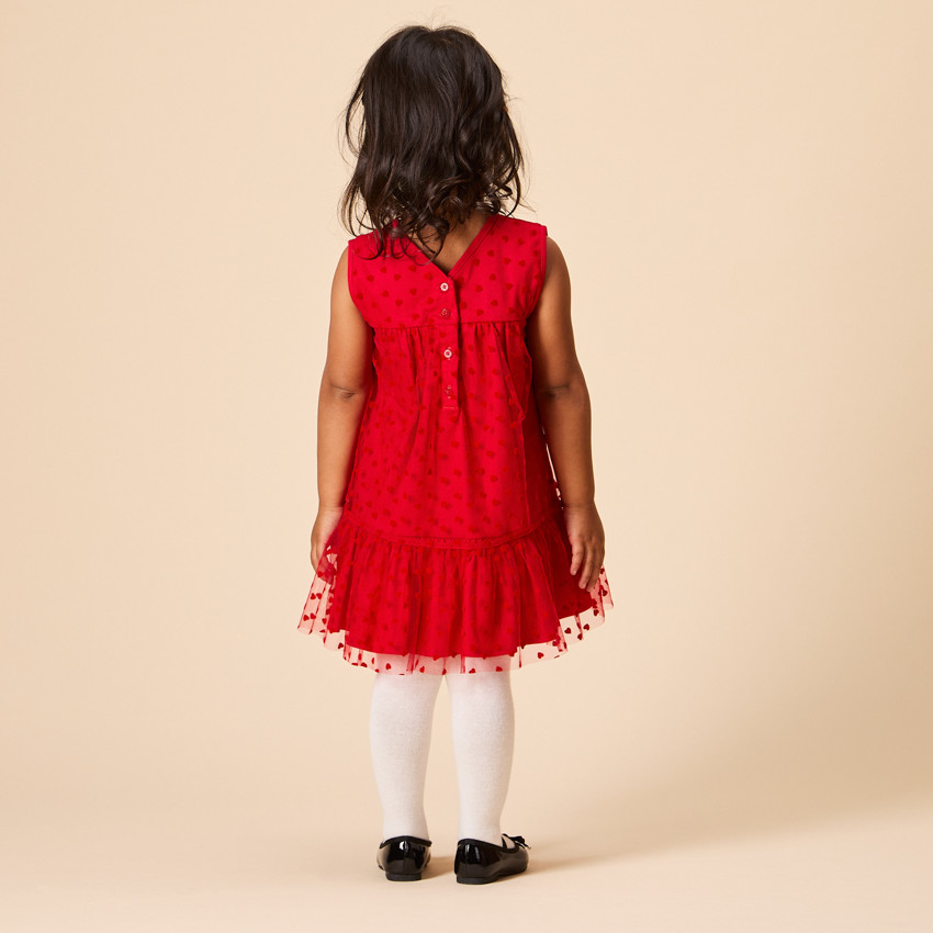 Vestido de fiesta de tul con estampado de corazones para bebé niña 