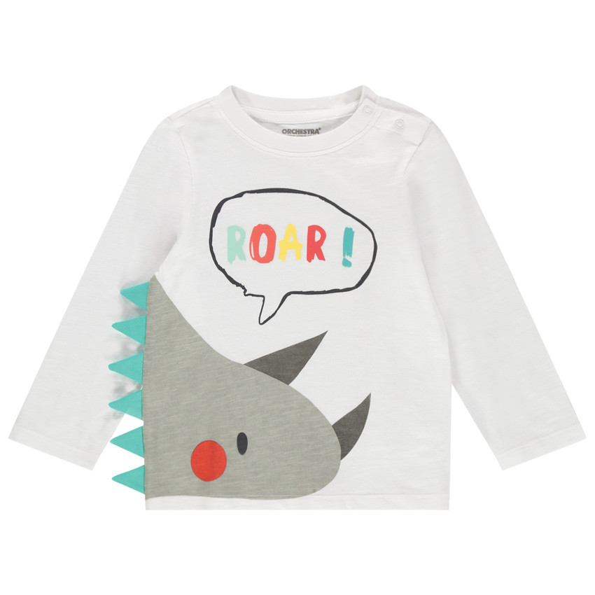 Camiseta de manga larga de algodón bio estampada rinoceronte   Additional Camiseta de manga larga de algodón bio estampada rinoceronte