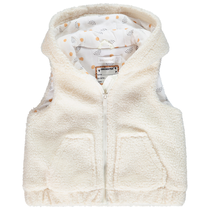 Chaleco de sherpa con capucha 