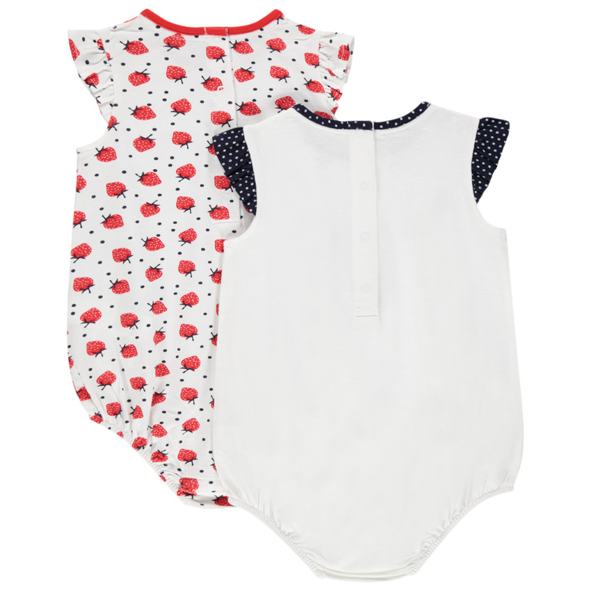 Pack de 2 peleles cortos de algodón con estampado de fresas para niña.  Additional Pack de 2 peleles cortos de algodón con estampado de fresas para niña.