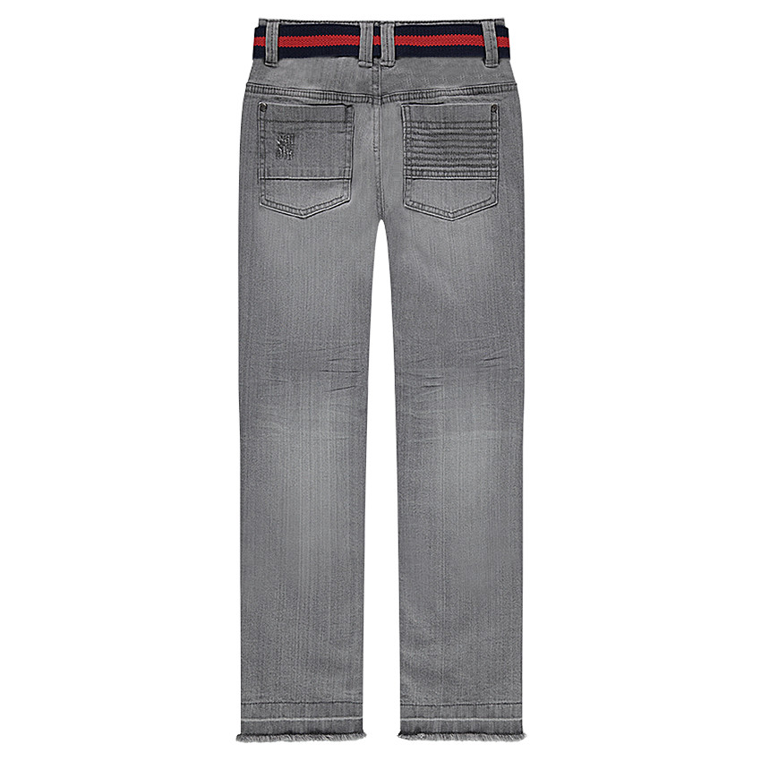 Júnior - Vaqueros con efecto gastado y arrugado y cinturón extraíble 